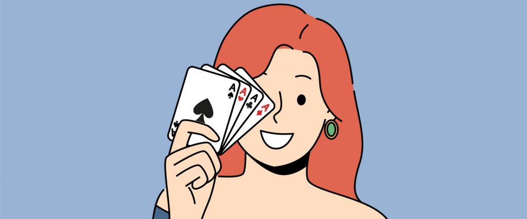 woman with playing cards